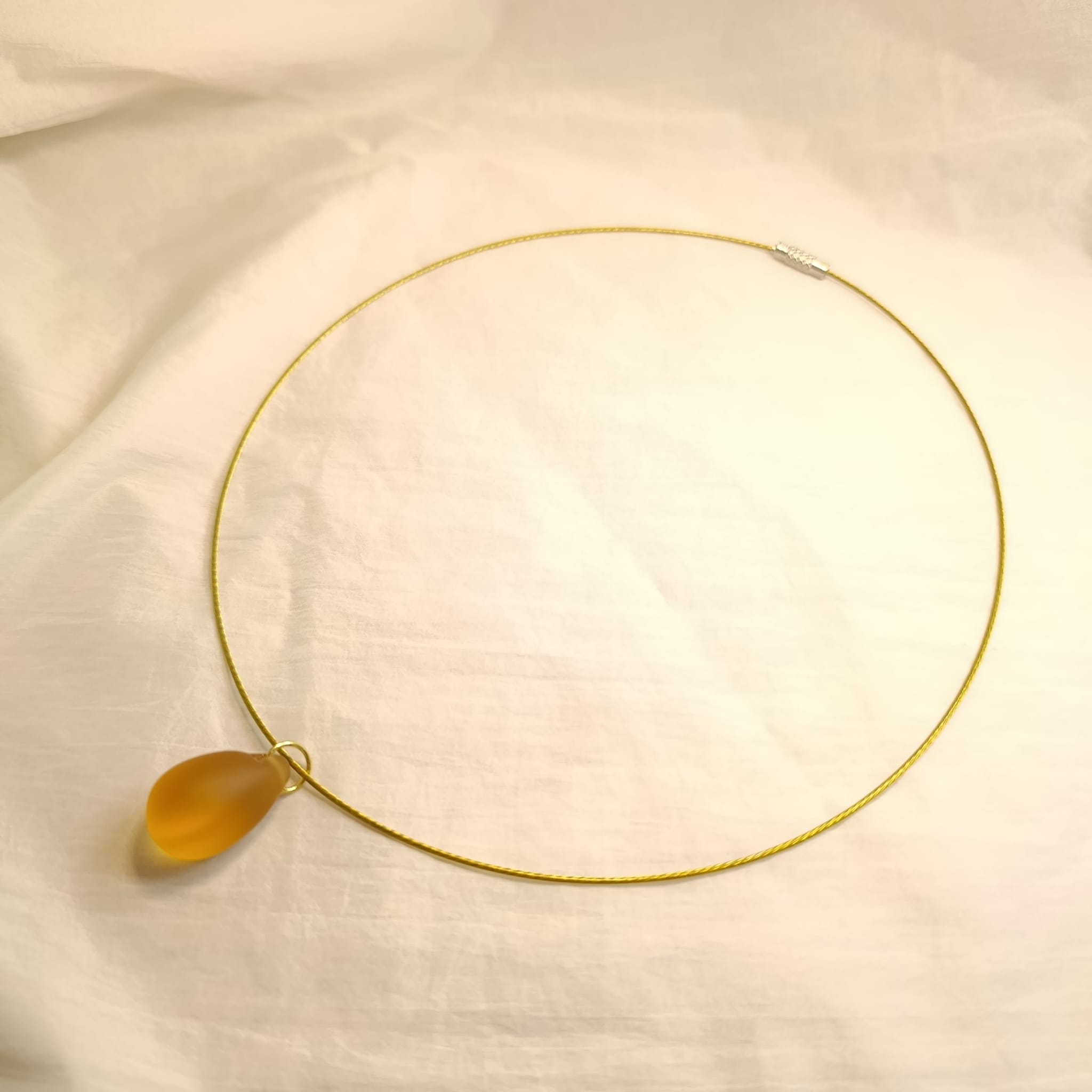 Náhrdelník skleněná kapka na struně 47 cm var.2 - Obrázek 2