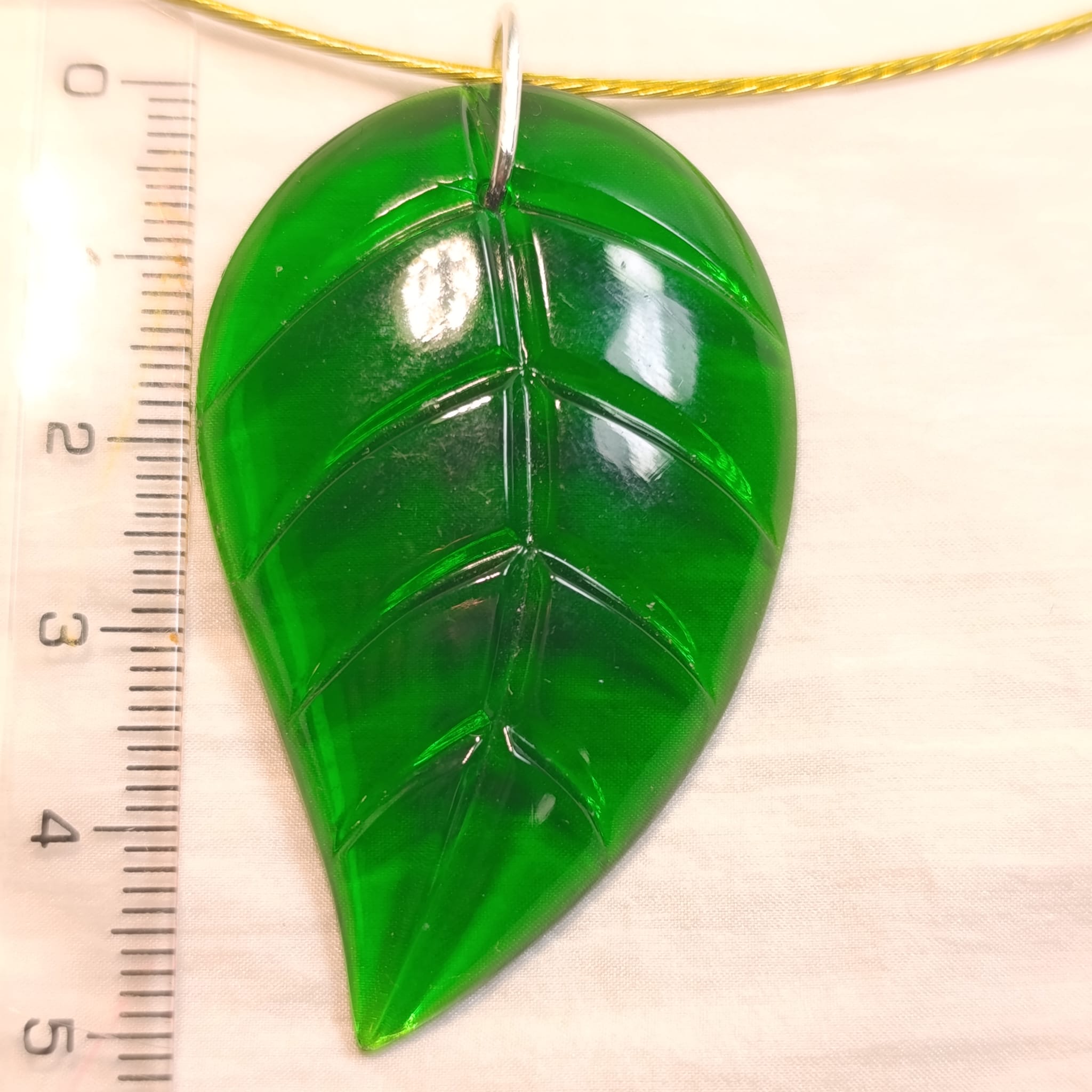 Náhrdelník skleněný list na struně 47 cm var.2 - Obrázek 3