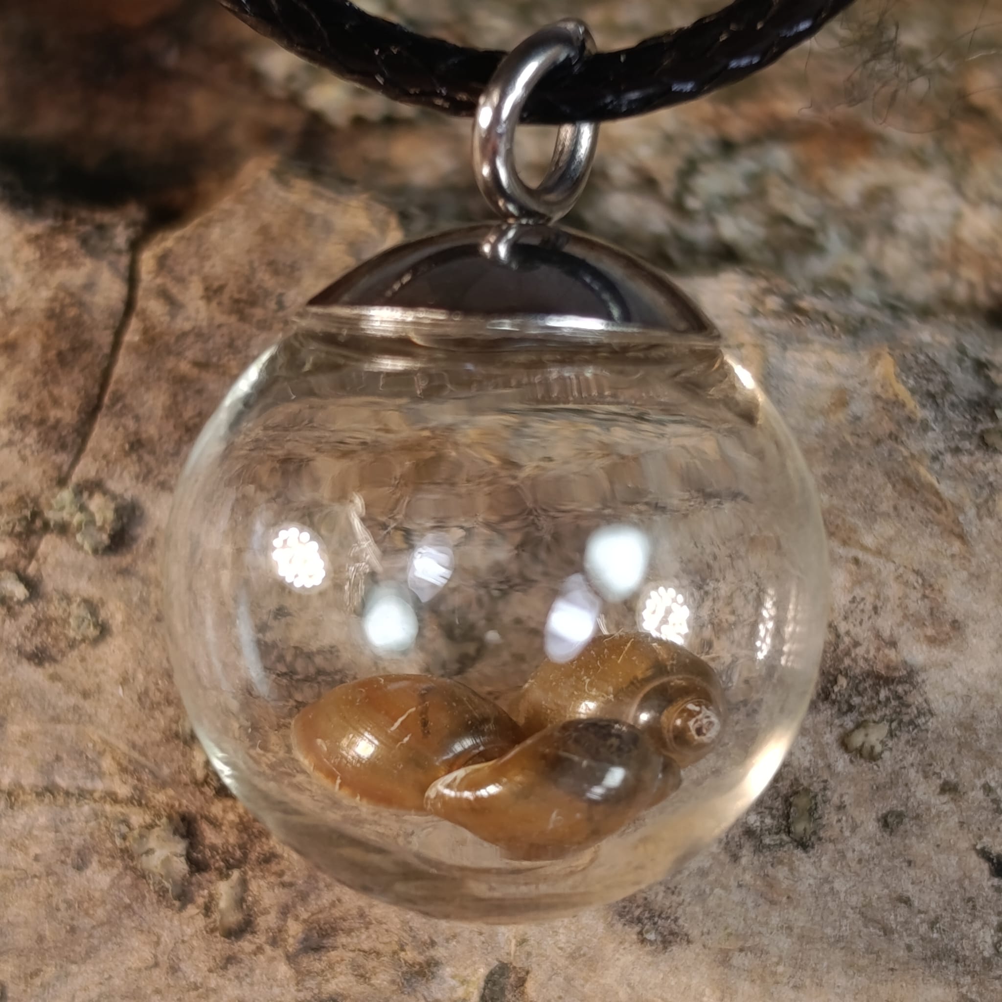 Náhrdelník LEVATKA s ulitami šneků na struně 45-50 cm